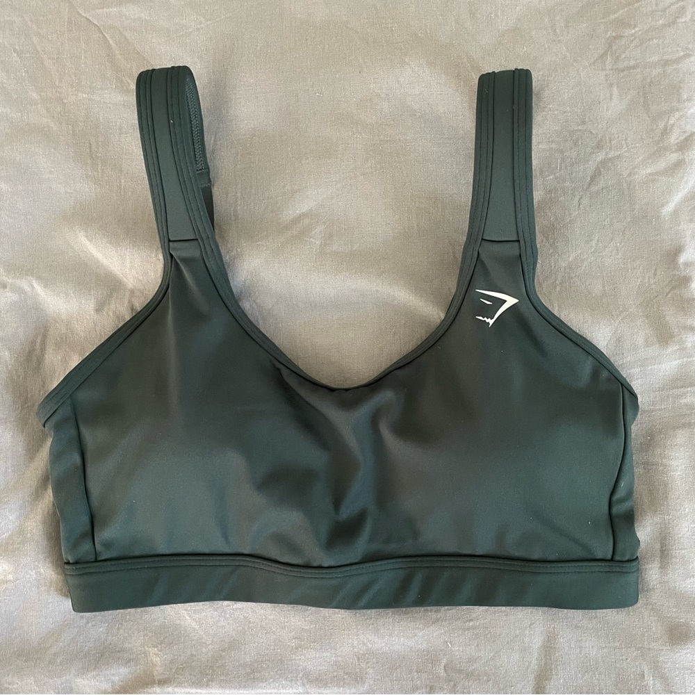 Gymshark Scoop Neck Training Sports Bra Obsidian Green Medium Support Padded